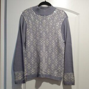 Lavender Beaded Snowflake Sweater